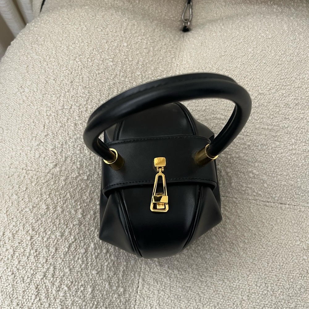Sculptural Black and Gold Bag with Circular Base - Picture 3 of 6
